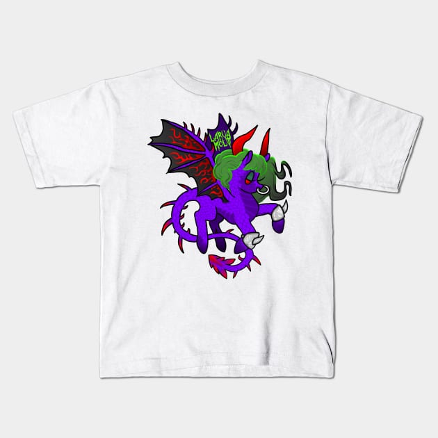 devil pony Kids T-Shirt by larvamolt